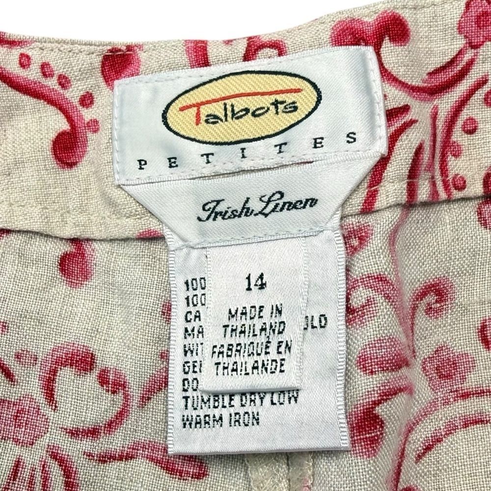 |EUC| TALBOTS Linen Paisley Cropped Chinos - Picture 5 of 6